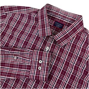 UNTUCKit Mens long sleeve button‎ shirt Plaid Burgundy/blue/white Slim XL XLarge